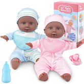 YCFUN Twin Baby Doll 12 inch Soft Body Baby Doll Set with Rompers and Hat Pacifier, Doll Bibs for Baby for 2 3 4 5 Year Old Boys and Girls, Toddlers, Kids